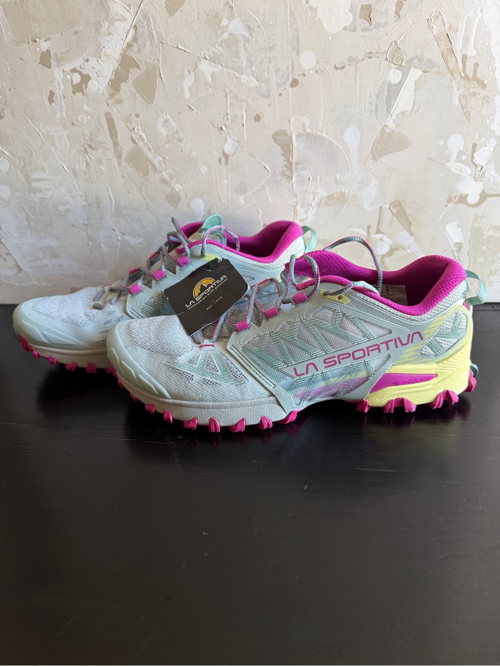 La Sportiva Women's Bushido lll Trail Runners in Mint and Pink - Picture 2 of 11